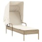 vidaXL Sonnenliege mit Dach und Tisch Beige Poly Rattan vidaXL Sonnenliege mit Dach und Tisch Beige Poly Rattan