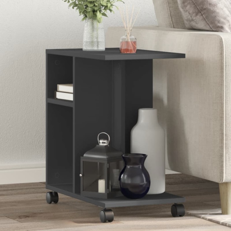 vidaXL Beistelltisch mit Rollen Schwarz 50x30x55 cm Holzwerkstoff vidaXL Beistelltisch mit Rollen Schwarz 50x30x55 cm Holzwerkstoff