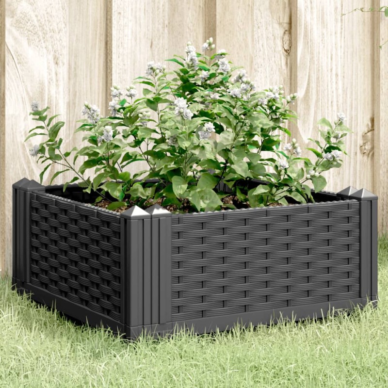 vidaXL Pflanzkasten mit Erdspießen Schwarz 42,5x42,5x28,5 cm PP vidaXL Pflanzkasten mit Erdspießen Schwarz 42,5x42,5x28,5 cm PP