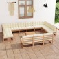 14-tlg. Garten-Lounge-Set Kissen Honigbraun Kiefer Massivholz 14-tlg. Garten-Lounge-Set Kissen Honigbraun Kiefer Massivholz