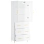 Highboard Hochglanz-Weiß 69,5x34x180 cm Holzwerkstoff Highboard Hochglanz-Weiß 69,5x34x180 cm Holzwerkstoff