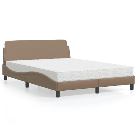 vidaXL Bett mit Matratze Cappuccino-Braun 120x200 cm Kunstleder