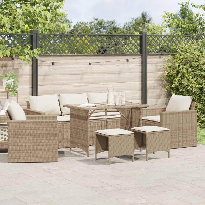vidaXL 6-tlg. Garten-Sofagarnitur mit Kissen Beige Poly Rattan vidaXL 6-tlg. Garten-Sofagarnitur mit Kissen Beige Poly Rattan