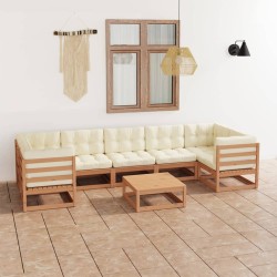 vidaXL 8-tlg Garten-Lounge-Set mit Kissen Honigbraun Massivholz Kiefer