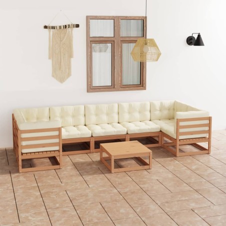 vidaXL 8-tlg Garten-Lounge-Set mit Kissen Honigbraun Massivholz Kiefer