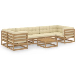 vidaXL 8-tlg Garten-Lounge-Set mit Kissen Honigbraun Massivholz Kiefer