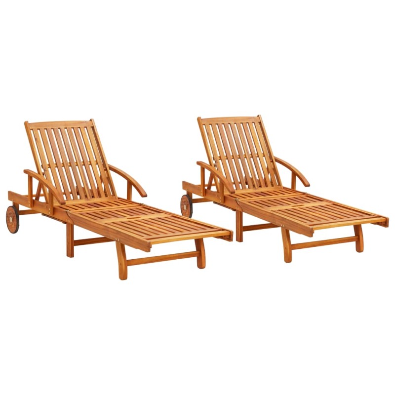 Sonnenliegen 2 Stk. Massivholz Akazie Sonnenliegen 2 Stk. Massivholz Akazie