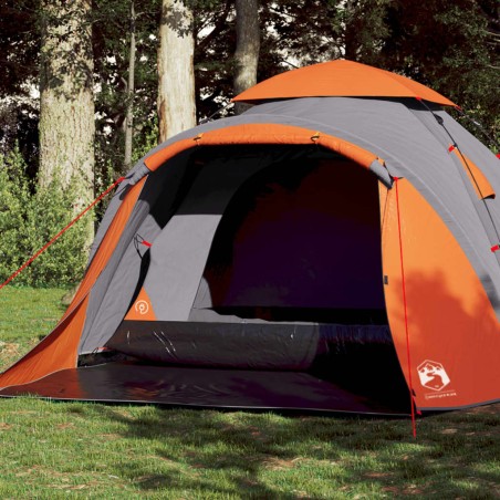 vidaXL Kuppel-Campingzelt 3 Personen Grau und Orange Quick Release