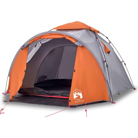 vidaXL Kuppel-Campingzelt 3 Personen Grau und Orange Quick Release