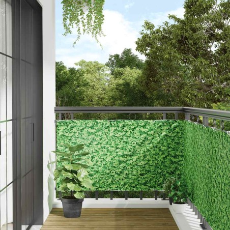vidaXL Balkon-Sichtschutz Pflanzen-Optik Grün 400x75 cm PVC