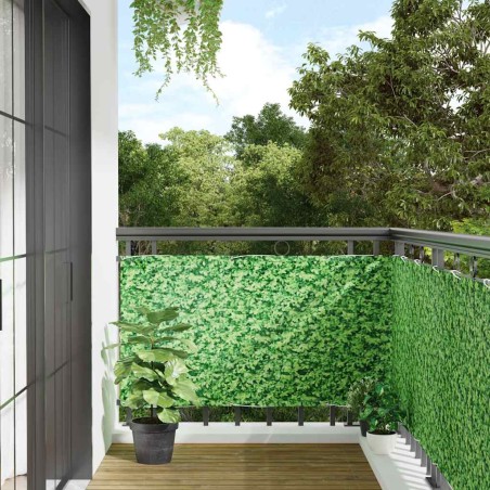 vidaXL Balkon-Sichtschutz Pflanzen-Optik Grün 600x75 cm PVC