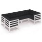 vidaXL 6-tlg. Garten-Lounge-Set mit Kissen Weiß Massivholz Kiefer vidaXL 6-tlg. Garten-Lounge-Set mit Kissen Weiß Massivholz Kiefer