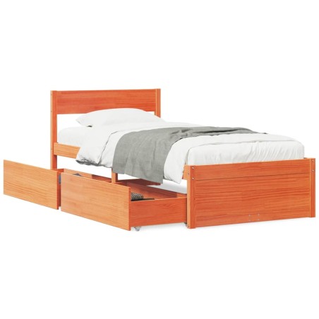 vidaXL Massivholzbett ohne Matratze Wachsbraun 75x190 cm Kiefernholz
