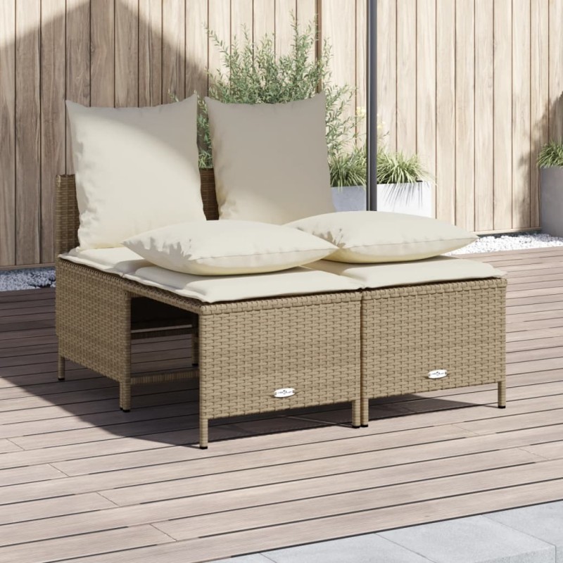 vidaXL 4-tlg. Garten-Sofagarnitur mit Kissen Beige Poly Rattan vidaXL 4-tlg. Garten-Sofagarnitur mit Kissen Beige Poly Rattan