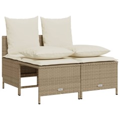 vidaXL 4-tlg. Garten-Sofagarnitur mit Kissen Beige Poly Rattan