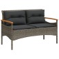 vidaXL Gartenbank mit Kissen 116x62,5x74 cm Grau Poly Rattan vidaXL Gartenbank mit Kissen 116x62,5x74 cm Grau Poly Rattan