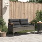 vidaXL Gartenbank mit Kissen 116x62,5x74 cm Grau Poly Rattan vidaXL Gartenbank mit Kissen 116x62,5x74 cm Grau Poly Rattan
