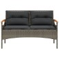 vidaXL Gartenbank mit Kissen 116x62,5x74 cm Grau Poly Rattan vidaXL Gartenbank mit Kissen 116x62,5x74 cm Grau Poly Rattan