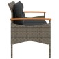 vidaXL Gartenbank mit Kissen 116x62,5x74 cm Grau Poly Rattan vidaXL Gartenbank mit Kissen 116x62,5x74 cm Grau Poly Rattan