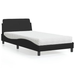 vidaXL Bett mit Matratze Schwarz 100x200 cm Kunstleder