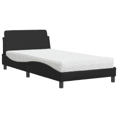 vidaXL Bett mit Matratze Schwarz 100x200 cm Kunstleder