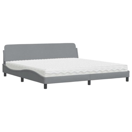 vidaXL Bett mit Matratze Hellgrau 200x200 cm Stoff