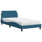 vidaXL Bett mit Matratze Blau 100x200 cm Samt vidaXL Bett mit Matratze Blau 100x200 cm Samt