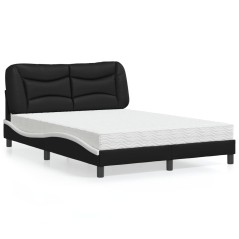 vidaXL Bett mit Matratze Schwarz und Weiß 120x200 cm Kunstleder