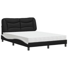 vidaXL Bett mit Matratze Schwarz und Weiß 120x200 cm Kunstleder