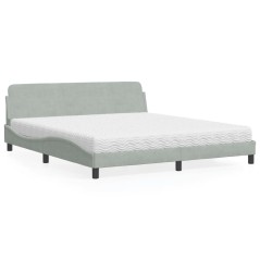 vidaXL Bett mit Matratze Hellgrau 180x200 cm Samt