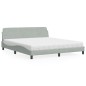 vidaXL Bett mit Matratze Hellgrau 180x200 cm Samt vidaXL Bett mit Matratze Hellgrau 180x200 cm Samt