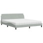 vidaXL Bett mit Matratze Hellgrau 180x200 cm Samt vidaXL Bett mit Matratze Hellgrau 180x200 cm Samt