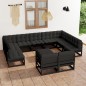 12-tlg. Garten-Lounge-Set mit Kissen Schwarz Kiefer Massivholz 12-tlg. Garten-Lounge-Set mit Kissen Schwarz Kiefer Massivholz