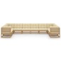 10-tlg. Garten-Lounge-Set Kissen Honigbraun Kiefer Massivholz 10-tlg. Garten-Lounge-Set Kissen Honigbraun Kiefer Massivholz