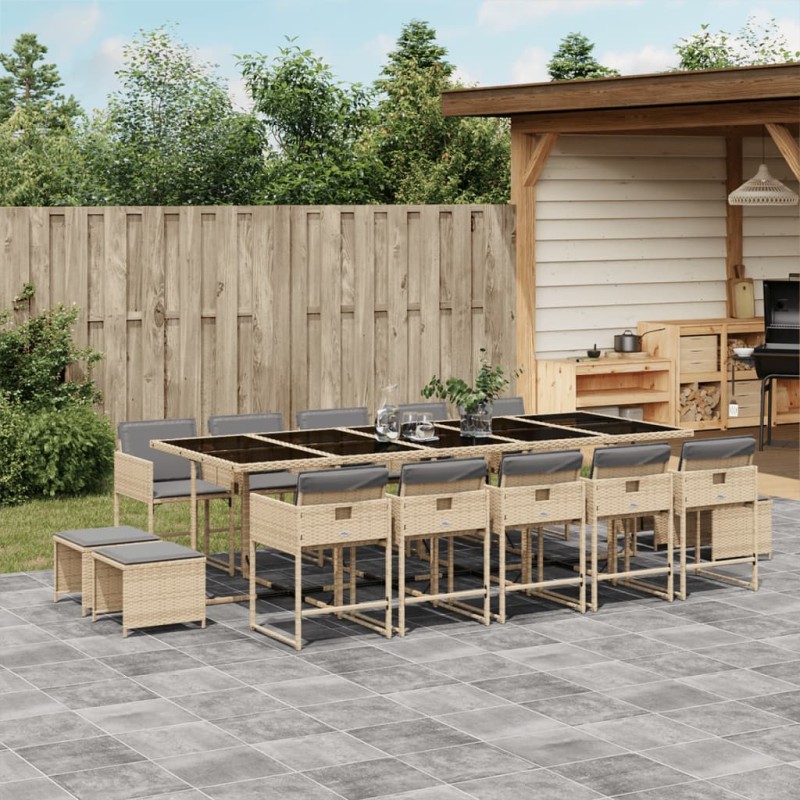 vidaXL 15-tlg. Garten-Essgruppe mit Kissen Beigemischung Poly Rattan vidaXL 15-tlg. Garten-Essgruppe mit Kissen Beigemischung Poly Rattan