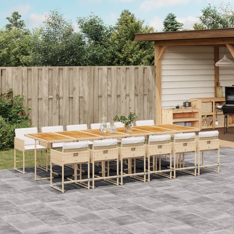 vidaXL 13-tlg. Garten-Essgruppe mit Kissen Beige Poly Rattan vidaXL 13-tlg. Garten-Essgruppe mit Kissen Beige Poly Rattan