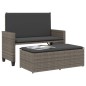 vidaXL Gartenbank mit Kissen und Hocker Grau Poly Rattan vidaXL Gartenbank mit Kissen und Hocker Grau Poly Rattan
