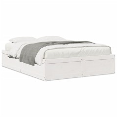 vidaXL Massivholzbett ohne Matratze Weiß 160x200 Kiefernholz