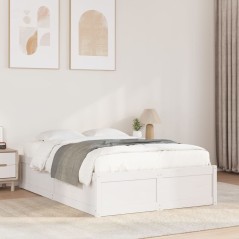 vidaXL Massivholzbett ohne Matratze Weiß 120x200 cm Kiefernholz
