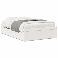 vidaXL Massivholzbett ohne Matratze Weiß 135x190 cm Kiefernholz
