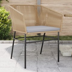 vidaXL Gartenstühle 2 Stk. mit Kissen Braun Poly Rattan