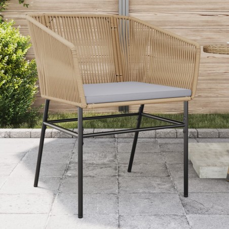 vidaXL Gartenstühle 2 Stk. mit Kissen Braun Poly Rattan