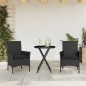 vidaXL 3-tlg. Bistro-Set mit Kissen Schwarz Poly Rattan und Glas vidaXL 3-tlg. Bistro-Set mit Kissen Schwarz Poly Rattan und Glas