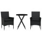 vidaXL 3-tlg. Bistro-Set mit Kissen Schwarz Poly Rattan und Glas vidaXL 3-tlg. Bistro-Set mit Kissen Schwarz Poly Rattan und Glas