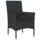 vidaXL 3-tlg. Bistro-Set mit Kissen Schwarz Poly Rattan und Glas vidaXL 3-tlg. Bistro-Set mit Kissen Schwarz Poly Rattan und Glas