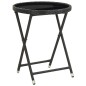 vidaXL 3-tlg. Bistro-Set mit Kissen Schwarz Poly Rattan und Glas vidaXL 3-tlg. Bistro-Set mit Kissen Schwarz Poly Rattan und Glas
