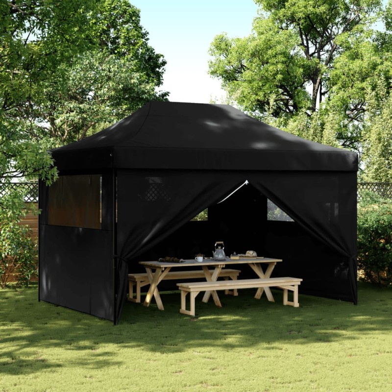 vidaXL Partyzelt Faltbar Pop-Up mit 4 Seitenteilen Schwarz vidaXL Partyzelt Faltbar Pop-Up mit 4 Seitenteilen Schwarz