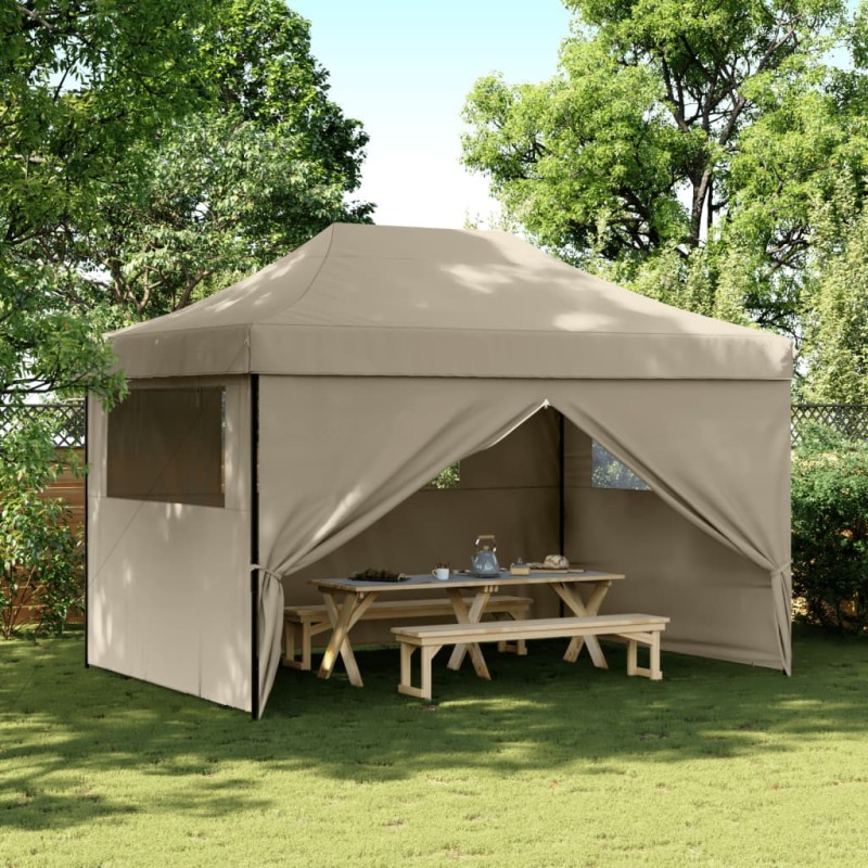 vidaXL Partyzelt Faltbar Pop-Up mit 4 Seitenteilen Taupe vidaXL Partyzelt Faltbar Pop-Up mit 4 Seitenteilen Taupe