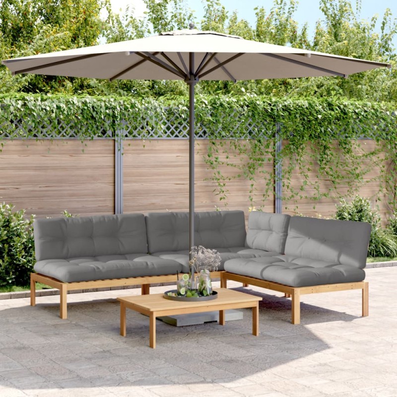 vidaXL 4-tlg. Garten-Sofagarnitur aus Paletten mit Kissen Akazienholz vidaXL 4-tlg. Garten-Sofagarnitur aus Paletten mit Kissen Akazienholz