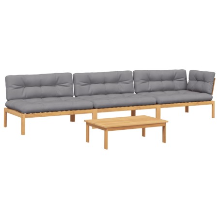 vidaXL 4-tlg. Garten-Sofagarnitur aus Paletten mit Kissen Akazienholz